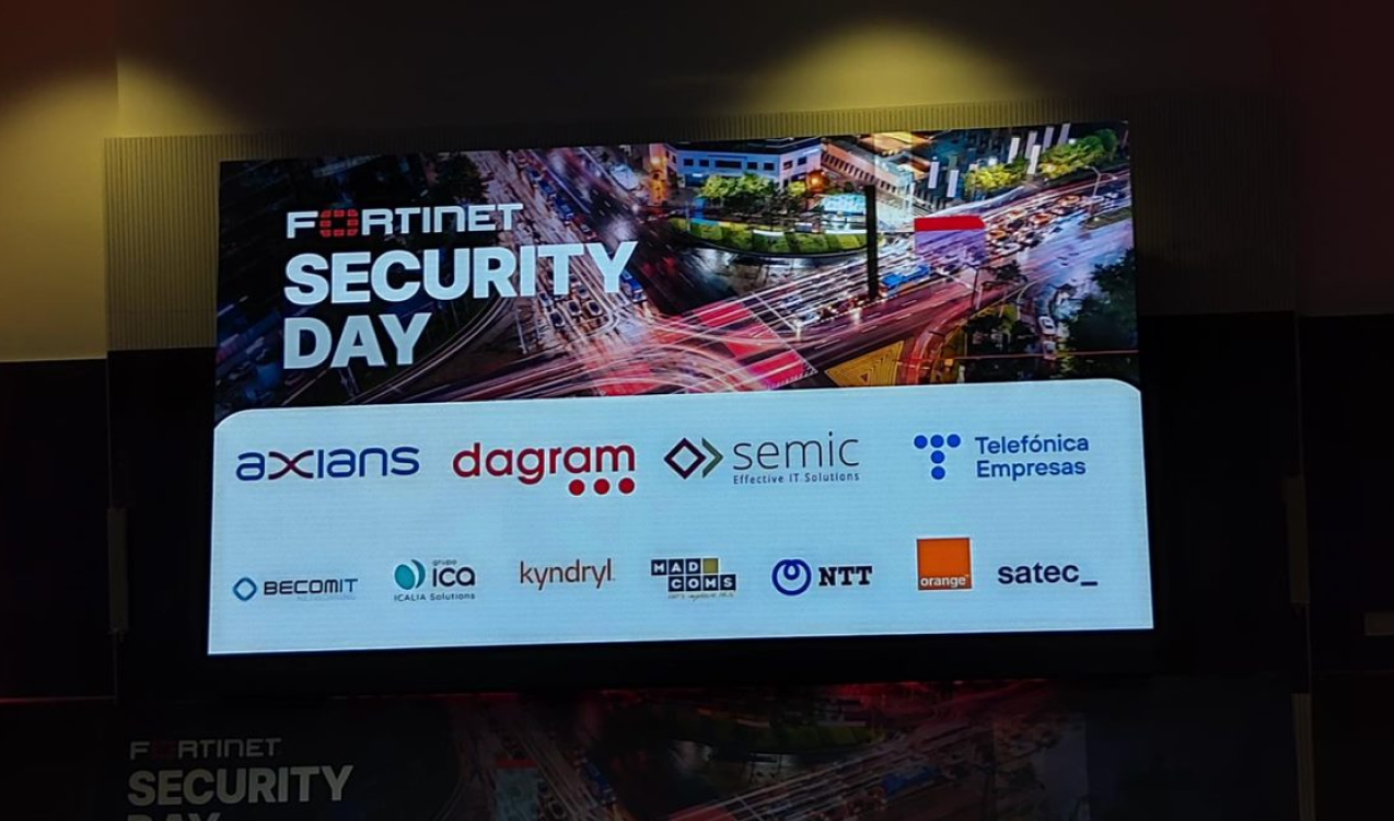 Cartel con los logos de los partners del fortinet security day